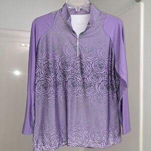Floral Purple Embre Women's Long Sleeve Golf Polo